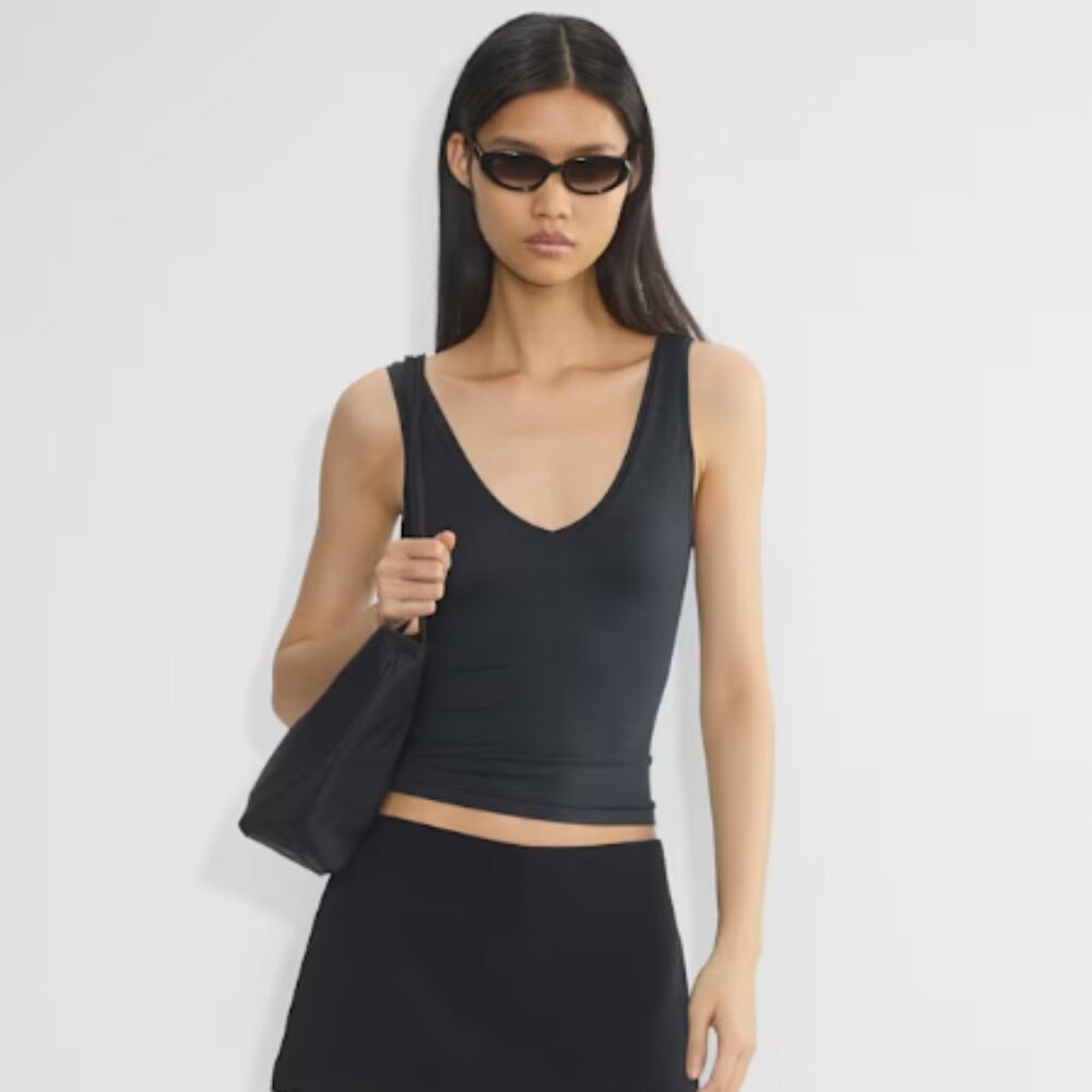 Aritzia Babaton Black Ribbed Tank Top